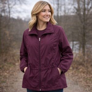 Lands’ End Burgundy Fleece-Lined Zip-Up Jacket Women’s Medium